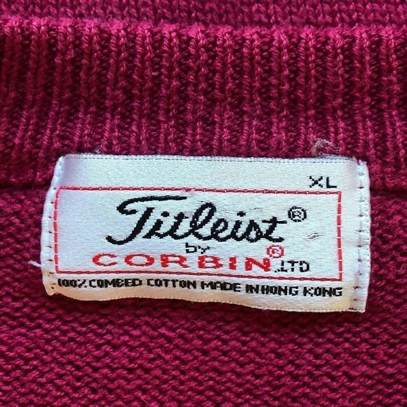 Vintage Titleist Men's Cotton Sweater Vest Extra Large Cranberry Red Golf Vest - Picture 6 of 7